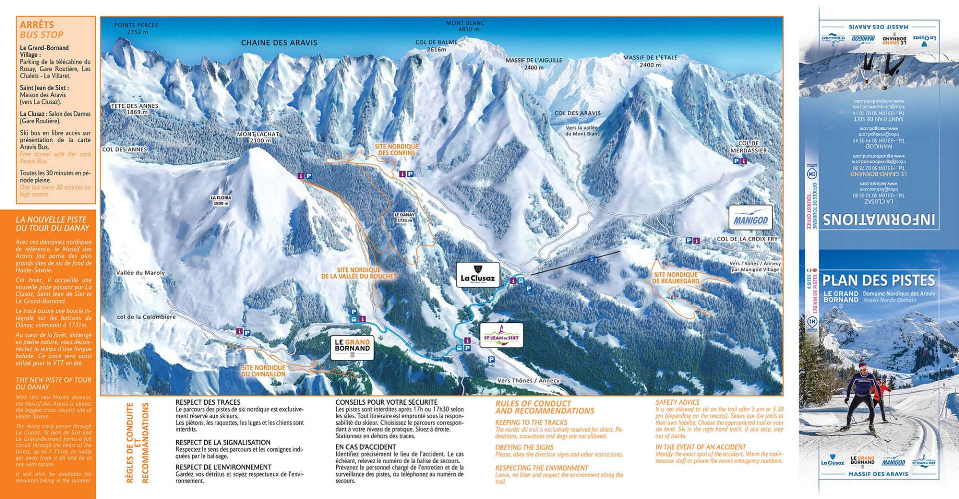 Plan des secteurs du domaine skiable nordique du Massif des Aravis