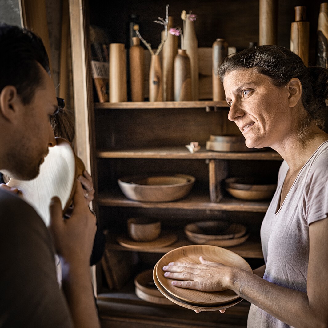 Atelier de tournage sur bois au Grand-Bornand - © T.Vattard