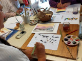 Atelier de calligraphie et peinture en groupe