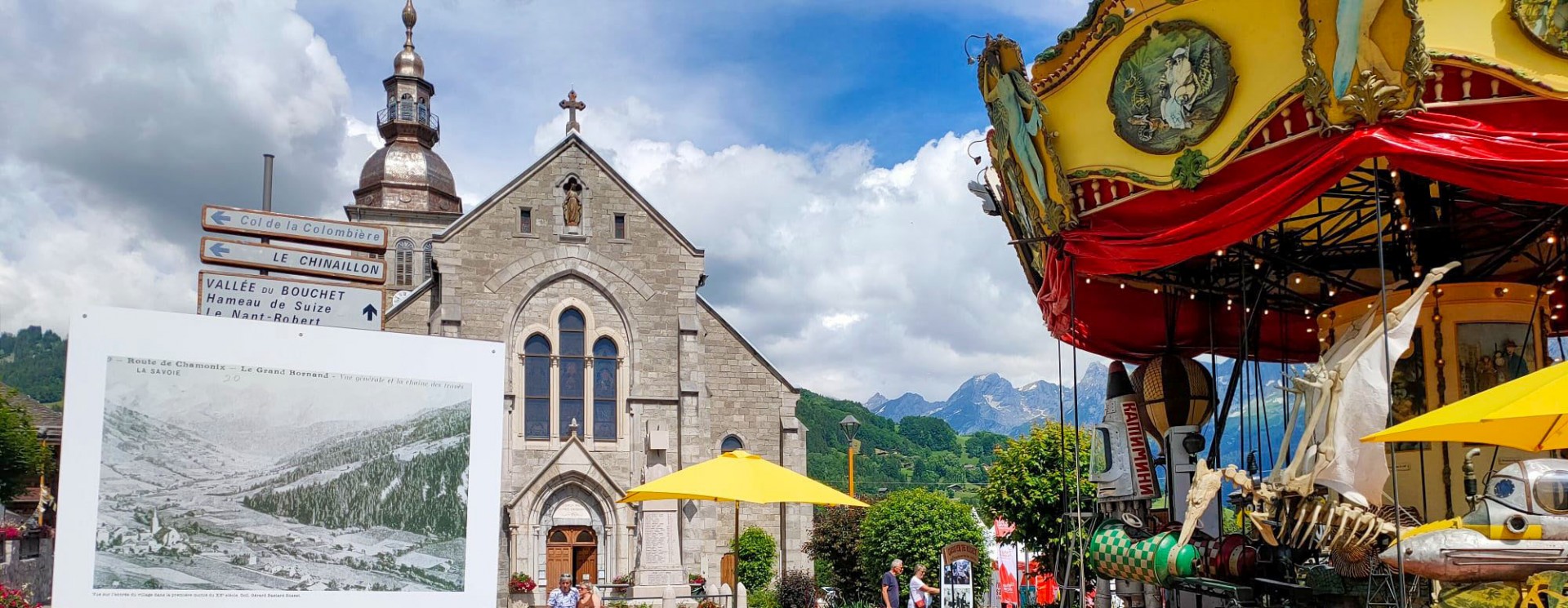 Exposition photo sur la place du Village au Grand-Bornand