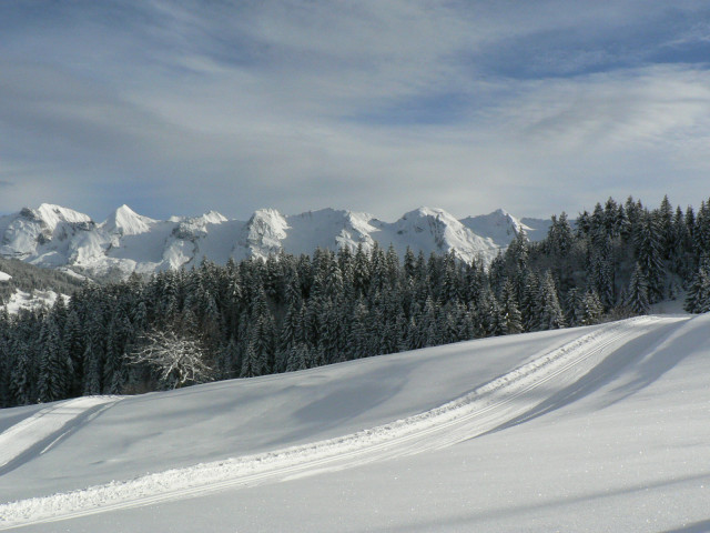 Itinéraire raquette 26 - vue Chaine Aravis