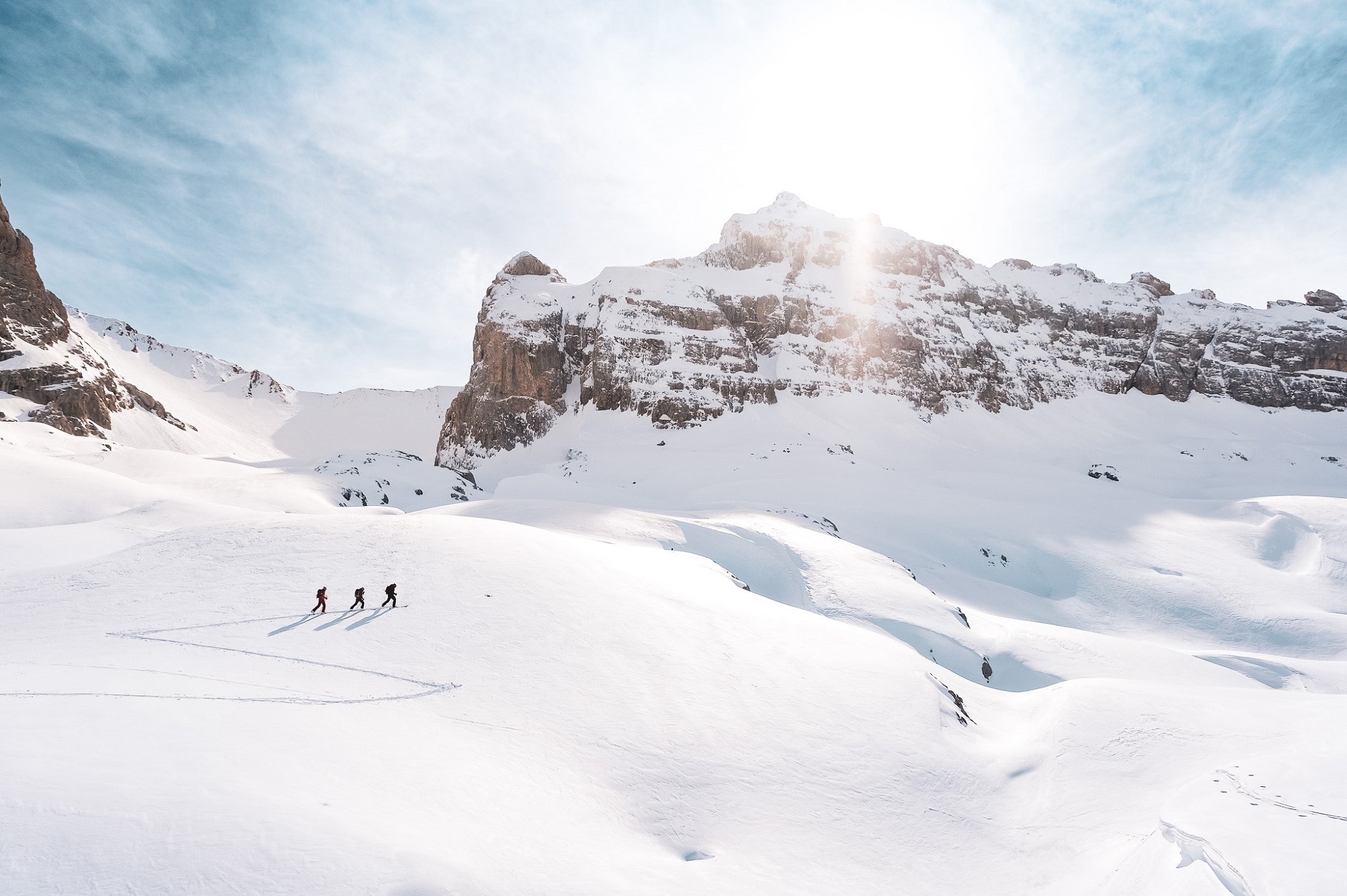 Ski de randonnée au pied de la Pointe Percée - © P.Guilbaud